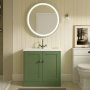 Genevieve 615mm Matt Green 2 Door Floor Standing Vanity Unit inc Basin