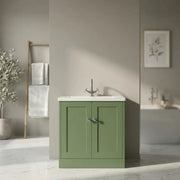 Genevieve 615mm Matt Green 2 Door Floor Standing Vanity Unit inc Basin
