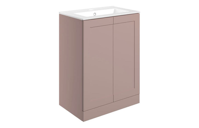 Genevieve 615mm Matt Pink 2 Door Floor Standing Vanity Unit inc Basin