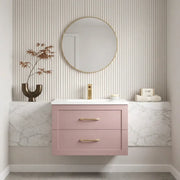 Genevieve 615mm Matt Pink 2 Drawer Wall Hung Vanity Unit inc Basin