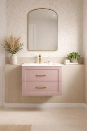 Genevieve 615mm Matt Pink 2 Drawer Wall Hung Vanity Unit inc Basin