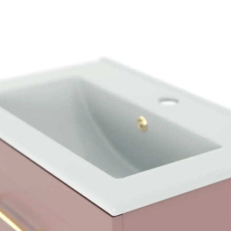 Genevieve 615mm Matt Pink 2 Drawer Wall Hung Vanity Unit inc Basin