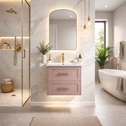 Genevieve 615mm Matt Pink 2 Drawer Wall Hung Vanity Unit inc Basin