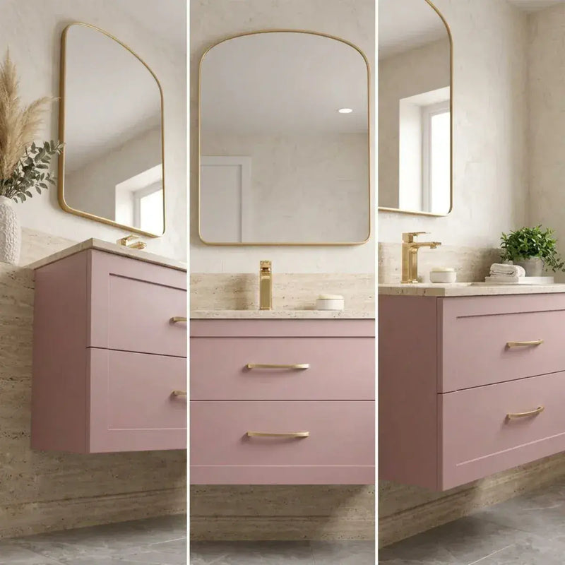 Genevieve 615mm Matt Pink 2 Drawer Wall Hung Vanity Unit inc Basin