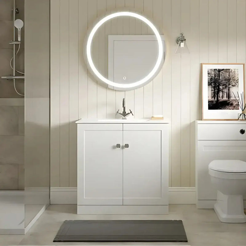 Genevieve 615mm Matt White 2 Door Floor Standing Vanity Unit inc Basin