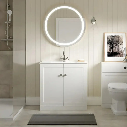 Genevieve 615mm Matt White 2 Door Floor Standing Vanity Unit inc Basin