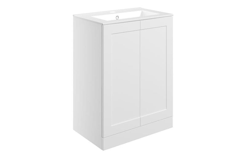 Genevieve 615mm Matt White 2 Door Floor Standing Vanity Unit inc Basin