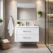 Genevieve 615mm Matt White 2 Drawer Wall Hung Vanity Unit inc Basin