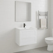 Genevieve 615mm Matt White 2 Drawer Wall Hung Vanity Unit inc Basin