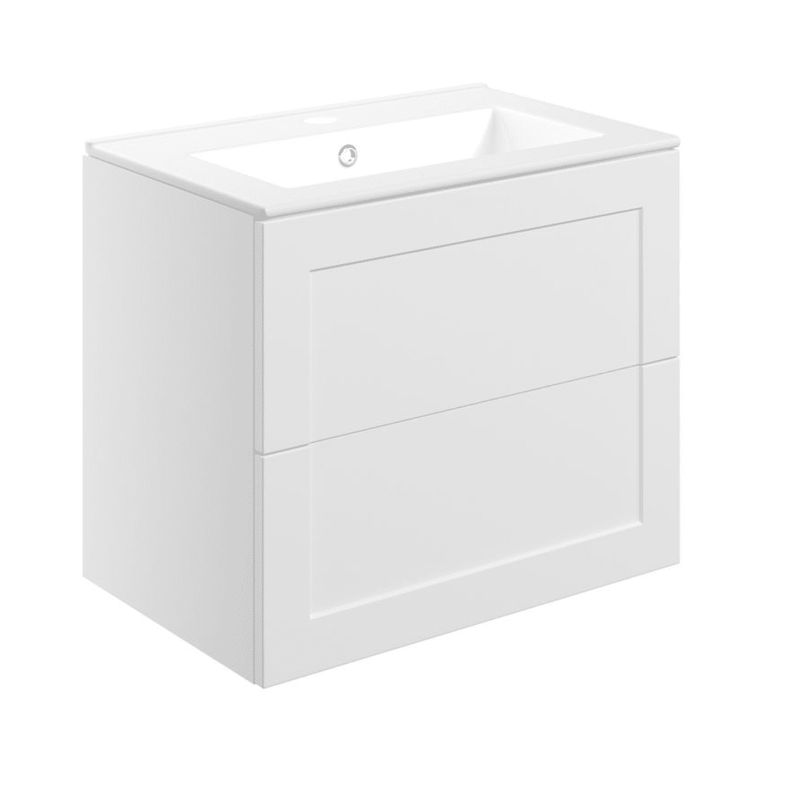 Genevieve 615mm Matt White 2 Drawer Wall Hung Vanity Unit inc Basin
