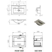 Genevieve 615mm Matt White 2 Drawer Wall Hung Vanity Unit inc Basin