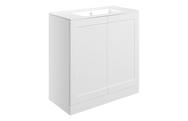 Genevieve 815mm Matt White 2 Door Floor Standing Vanity Unit inc Basin