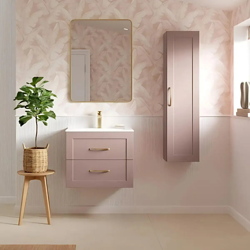 Genevieve Matt Pink Wall Hung 1 Door Tall Unit
