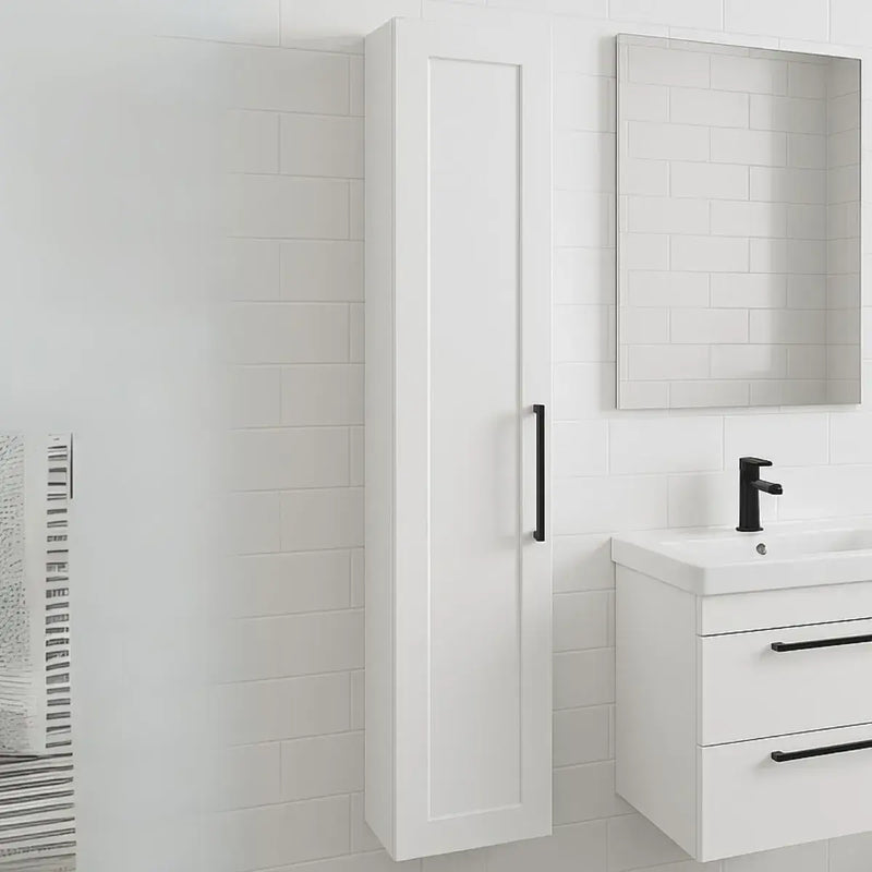 Genevieve Matt White Wall Hung 1 Door Tall Unit