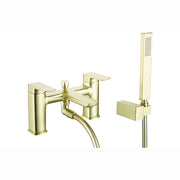 Genoa Bath Shower Mixer Tap, Brushed Brass, Modern Lever Style