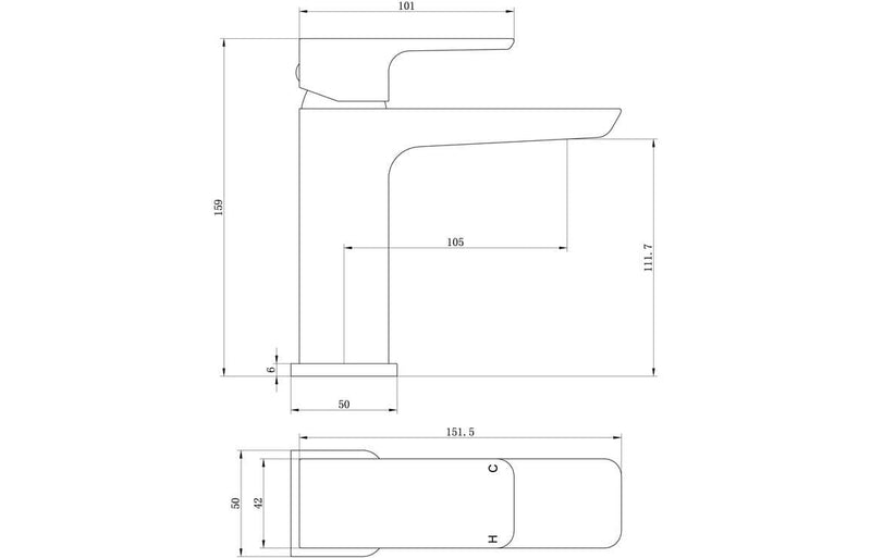 Genoa Cloakroom Basin Mixer Tap and Click Clack, Chrome, Modern Lever Style
