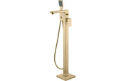 Genoa Floor Standing Bath Shower Mixer Tap, Brushed Brass