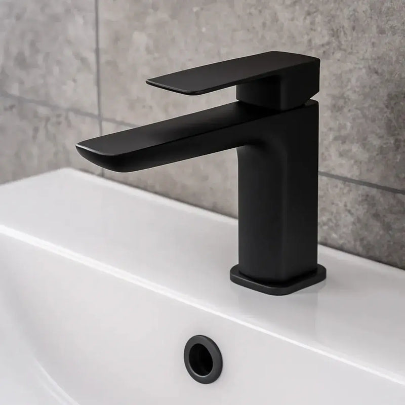 Genoa Mono Basin Tap, Black, Modern Lever Style