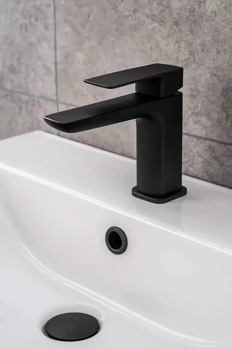 Genoa Mono Basin Tap, Black, Modern Lever Style