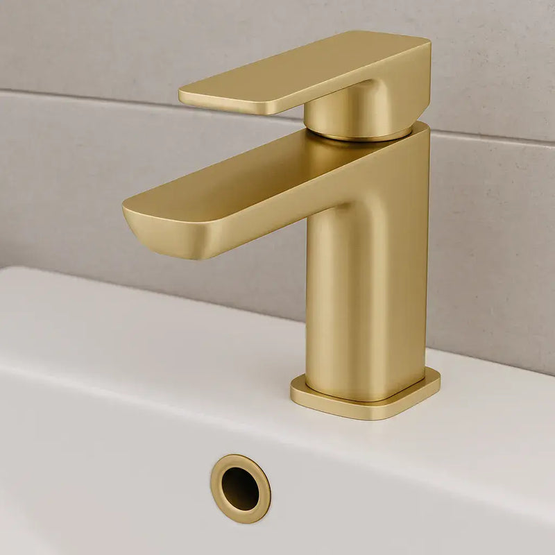 Genoa Mono Basin Tap, Brushed Brass, Modern Lever Style