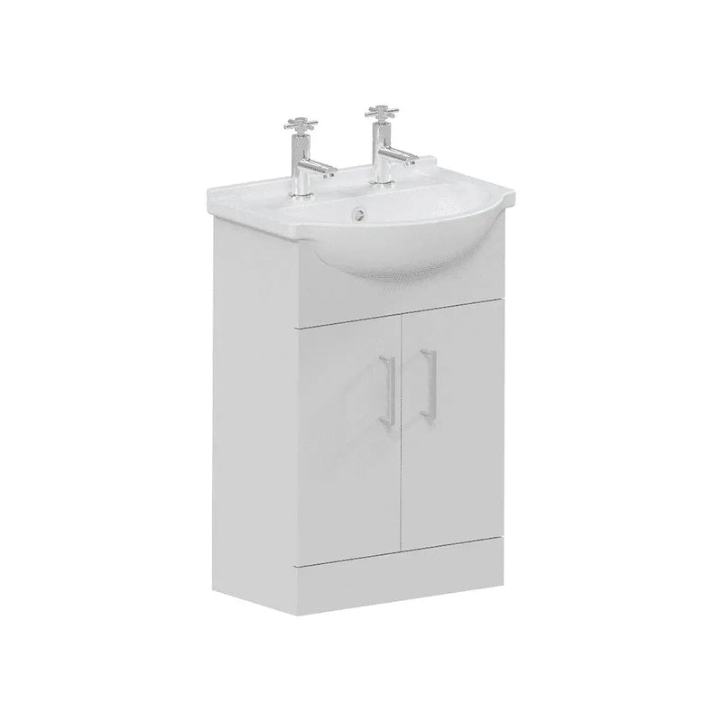 Icare 2 Tap Hole Floor Standing Basin Unit White