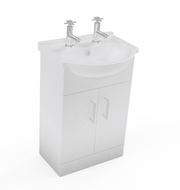 Icare 2 Tap Hole Floor Standing Basin Unit White