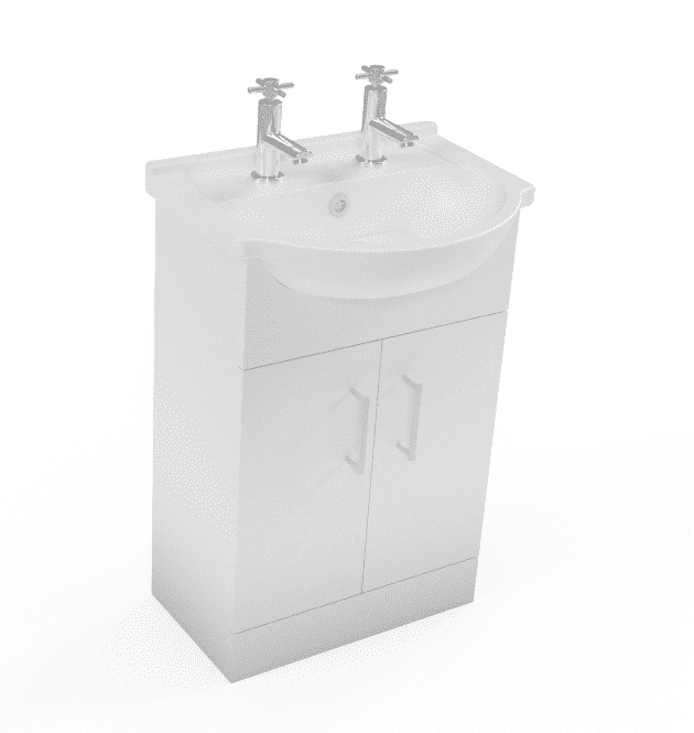 Icare 2 Tap Hole Floor Standing Basin Unit White