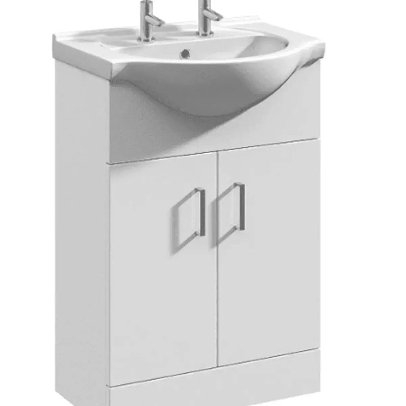 Icare 2 Tap Hole Floor Standing Basin Unit White