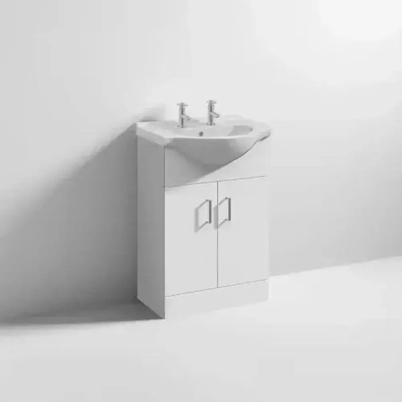 Icare Assist Bathroom Pack with Low Height Bath, Raised Height Toilet and 2 Tap Hole Vanity Unit
