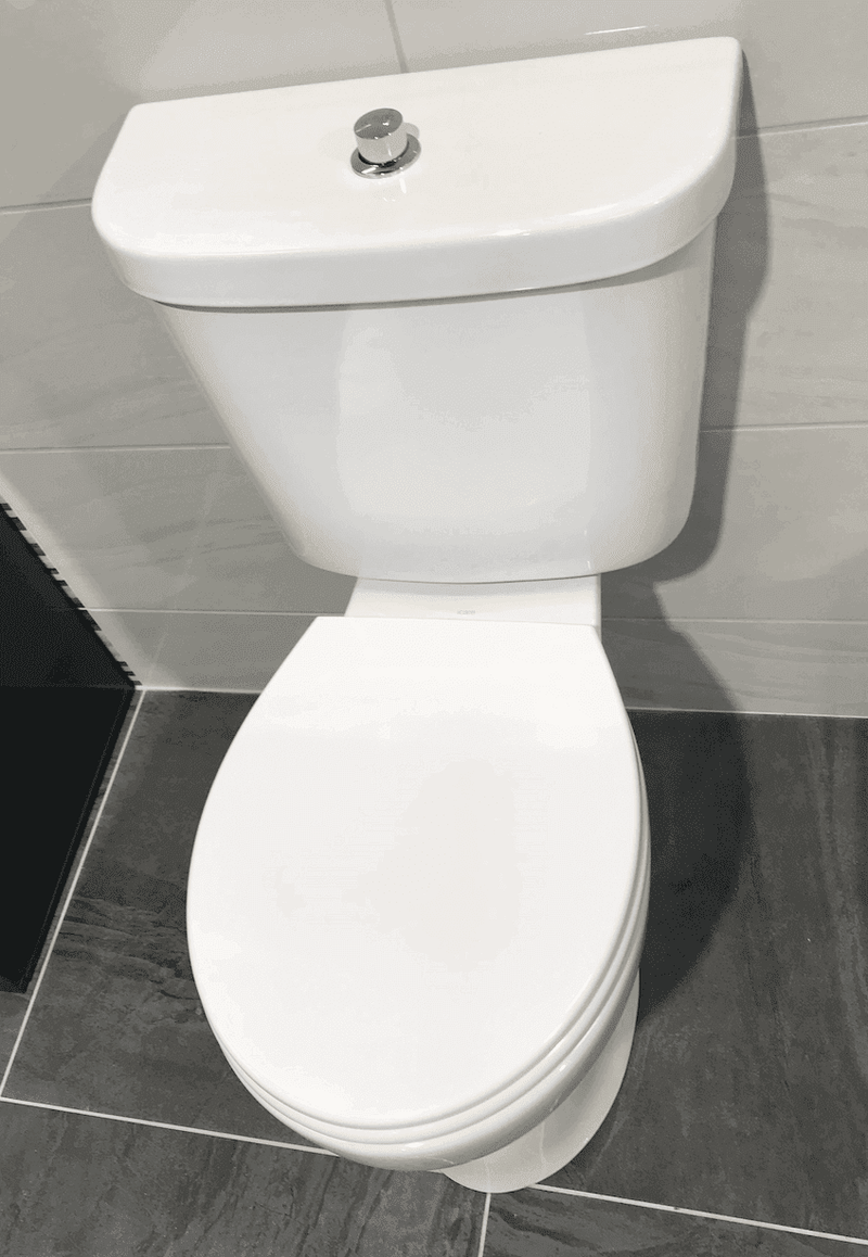 Icare Bathroom Pack with Comfort Height Toilet, Grab Rails & 2 Tap Hole Vanity - Push Button Cistern