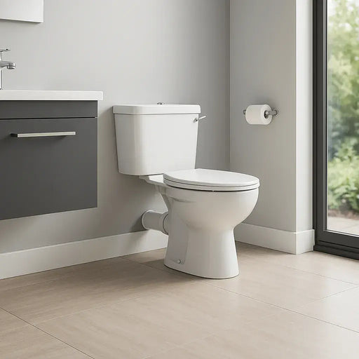 Icare Disabled Close Coupled Raised Height Toilet, Lever /Push button Cistern