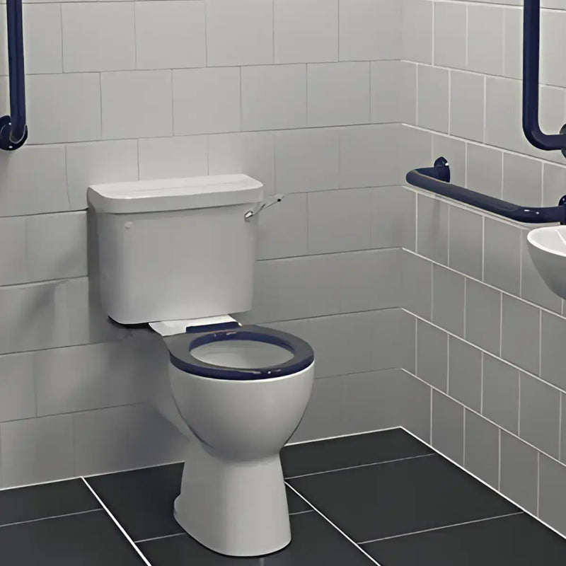 Icare Disabled Close Coupled Raised Height Toilet, Lever /Push button Cistern