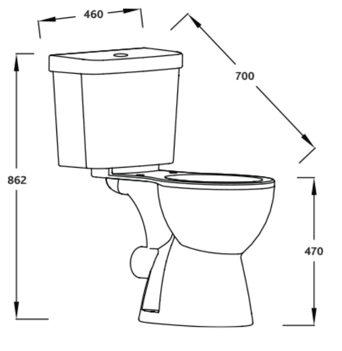Icare Disabled Close Coupled Raised Height Toilet, Lever /Push button Cistern