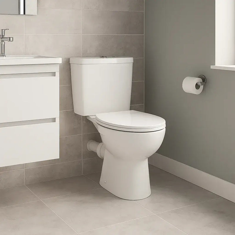 Icare Disabled Close Coupled Raised Height Toilet with Extra Long Pan & Soft Close Seat
