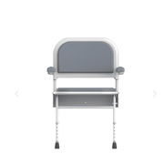 iCare Folding Shower Seat with Back Rest, Arms and Legs - White & Grey