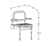 iCare Folding Shower Seat with Back Rest, Arms and Legs - White & Grey