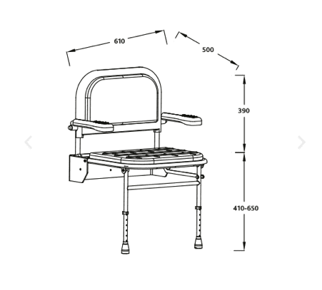 iCare Folding Shower Seat with Back Rest, Arms and Legs - White & Grey