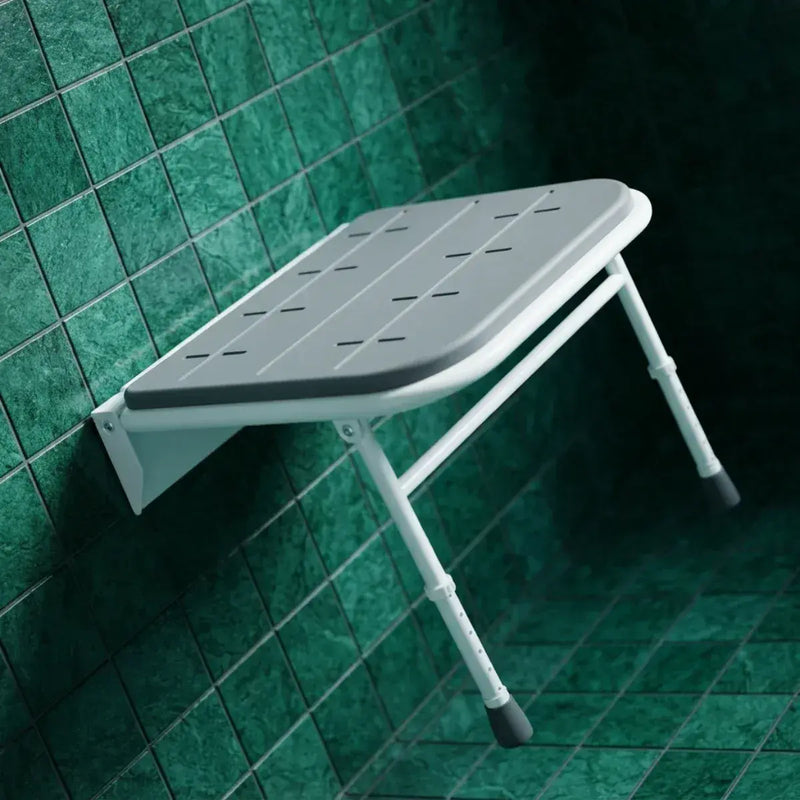 iCare Folding Shower Seat with Legs - White & Grey