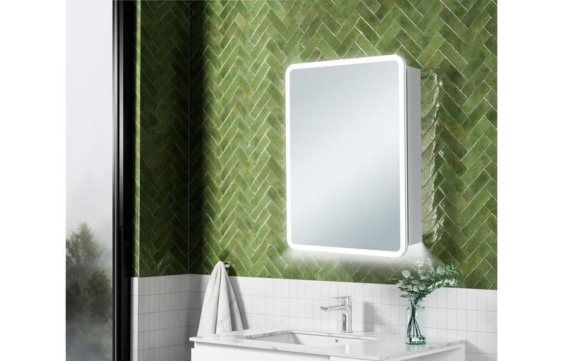 Icari 500mm 1 Door LED Mirrored Cabinet