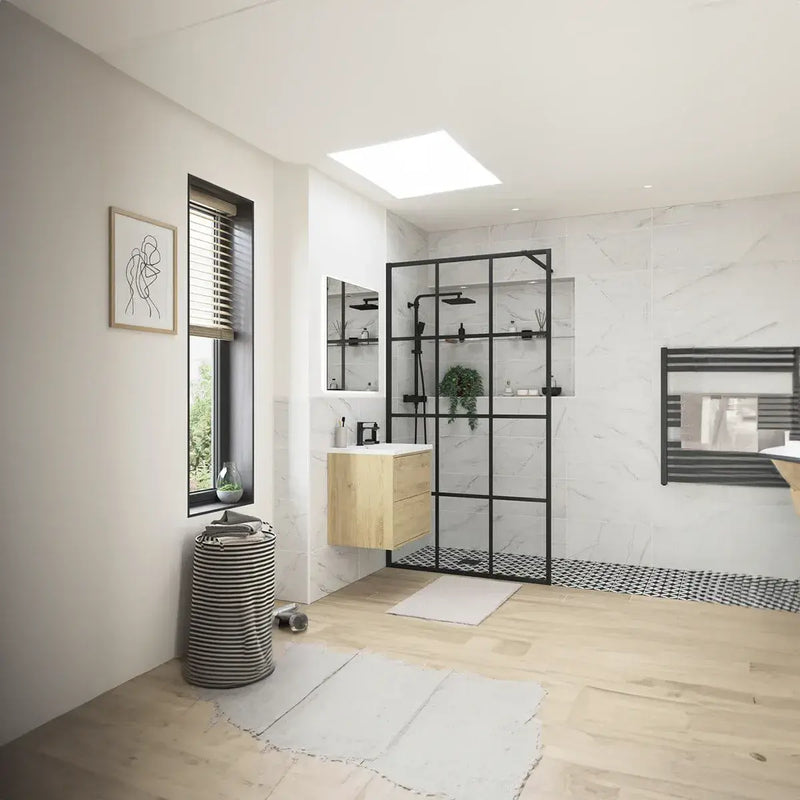 Icon Plus 1200mm Black Framed Wetroom Panel