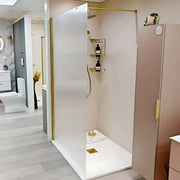 Iconplus Fluted Brushed Brass 1000mm Walk in Shower Screen, Optional Side Panel