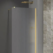 Iconplus Fluted Brushed Brass 1000mm Walk in Shower Screen, Optional Side Panel