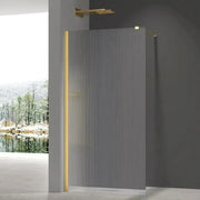 Iconplus Fluted Brushed Brass 800mm Walk in Shower Screen, Optional Side Panel