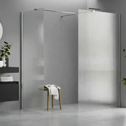 Iconplus Fluted Chrome 1000mm Walk in Shower Screen, Optional Side Panel
