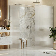 Iconplus Fluted Chrome 1000mm Walk in Shower Screen, Optional Side Panel