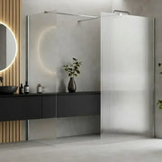 Iconplus Fluted Chrome 1000mm Walk in Shower Screen, Optional Side Panel