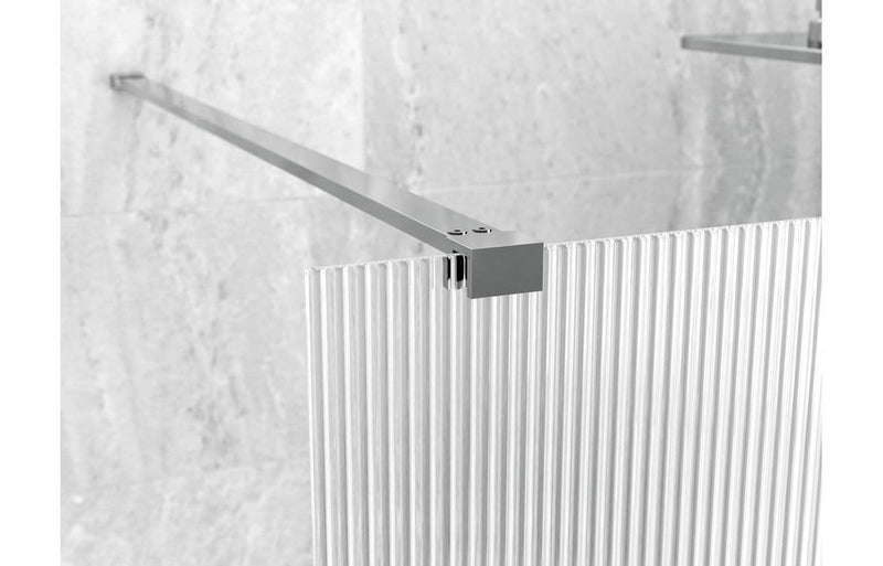 Iconplus Fluted Chrome 1000mm Walk in Shower Screen, Optional Side Panel