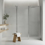 Iconplus Fluted Chrome 1000mm Walk in Shower Screen, Optional Side Panel