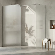 Iconplus Fluted Chrome 1200mm Walk in Shower Screen, Optional Side Panel