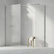 Iconplus Fluted Chrome 1200mm Walk in Shower Screen, Optional Side Panel